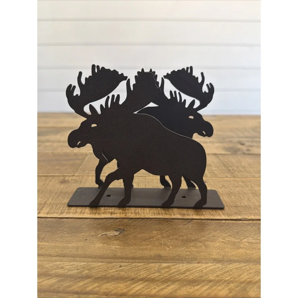 Moose Metal Black Napkin Holder Rustic Cabin Core